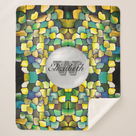 Mit Monogramm Greenery Geometric Vivid Pattern Sherpadecke