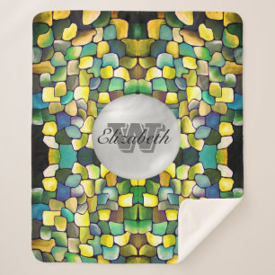 Mit Monogramm Greenery Geometric Vivid Pattern Sherpadecke