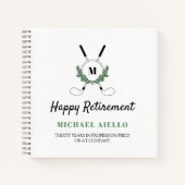 Mit Monogramm Greenery Golf Themed Retirement Part Notizblock (Vorderseite)