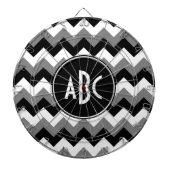 Mit Monogramm Grey Black und White Zigzag Dartscheibe (vorne)