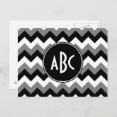 Mit Monogramm Grey Black und White Zigzag Postkarte (Vorne/Hinten)
