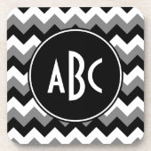 Mit Monogramm Grey Black und White Zigzag Untersetzer (Vorderseite)