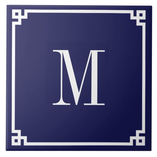 Mit Monogramm griechische Schlüsselgrenze Fliese (Vorderseite)