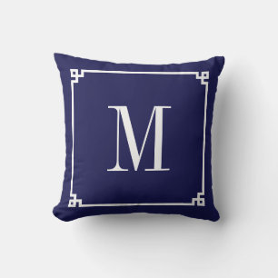 Mit Monogramm griechische Schlüsselgrenze Kissen
