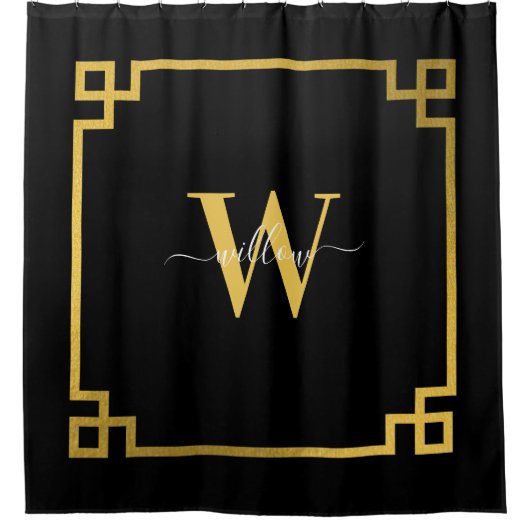 Mit Monogramm griechischer Key Duschvorhang (Vorderseite)