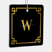 Mit Monogramm griechischer Key für Schwarz und Gol Keramikornament (Rechts)