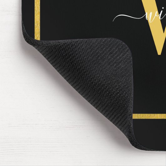 Mit Monogramm griechischer Key für Schwarz und Gol Mousepad (Ecke)