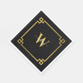 Mit Monogramm griechischer Key für Schwarz und Gol Serviette (Ecke)