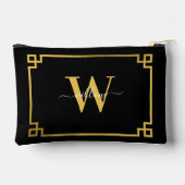 Mit Monogramm griechischer Key für Schwarz und Gol Zubehörtasche (Rückseite)