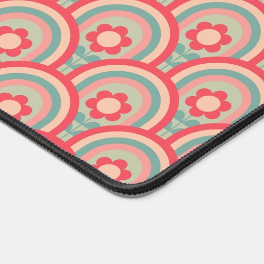 Mit Monogramm Groovy Geometric Floral Schreibtischunterlage (Ecke)