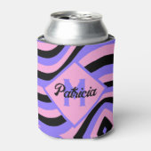 Mit Monogramm Groovy pink und lila psychedelisch s Dosenkühler (Kanne Vorderseite)
