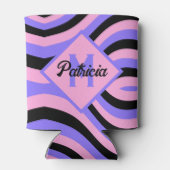 Mit Monogramm Groovy pink und lila psychedelisch s Dosenkühler (Rückseite)