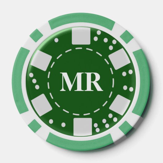 Mit Monogramm Grün 25 Pokerchips (Rückseite)