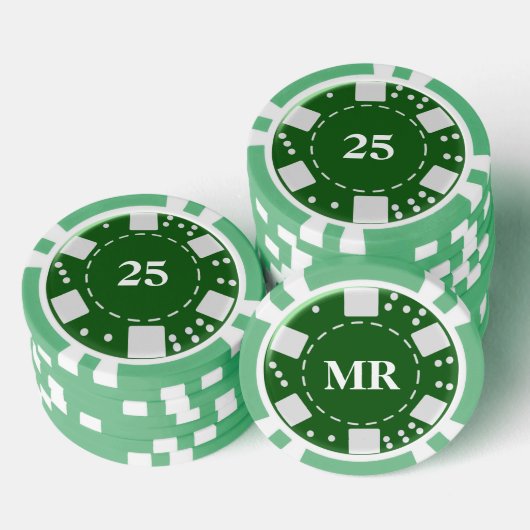 Mit Monogramm Grün 25 Pokerchips (Stapel)
