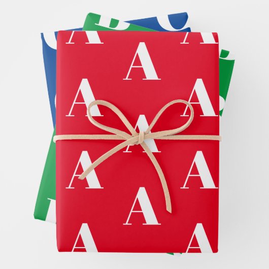 Mit Monogramm-grün-blauer Anfangsbuchstabe Geschenkpapier Set (Beispiel)