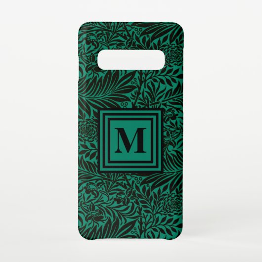Mit Monogramm grün-botanisches Muster Samsung Galaxy Hülle (Rückseite)