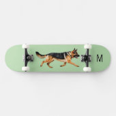 Mit Monogramm Grün des Hundes Skateboard (Horizontal)