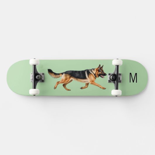 Mit Monogramm Grün des Hundes Skateboard (Horizontal)