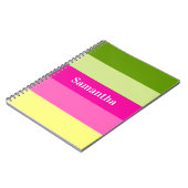 mit Monogramm grün-rosa gestreiftes Notebook Notizblock (Linke Seite)