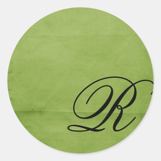 Mit Monogramm-grün Runder Aufkleber (Vorderseite)