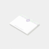 Mit Monogramm Grün-und Lavendel-Blumendamast Post-it Klebezettel (angewinkelt)