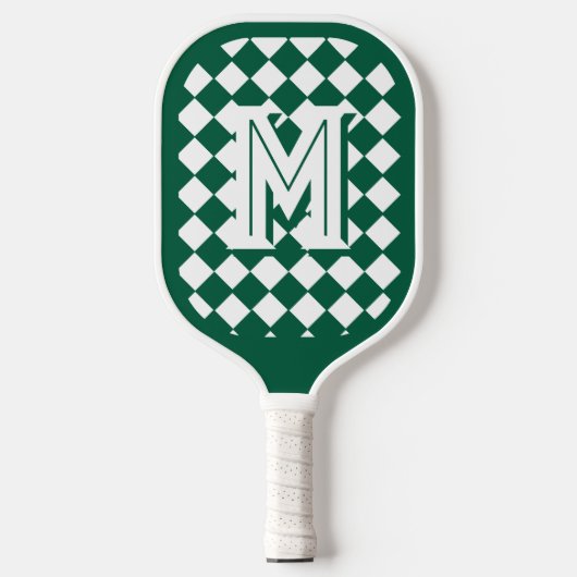 Mit Monogramm Grün/Weiß Gemustert Pickleball Schläger (Vorderseite)