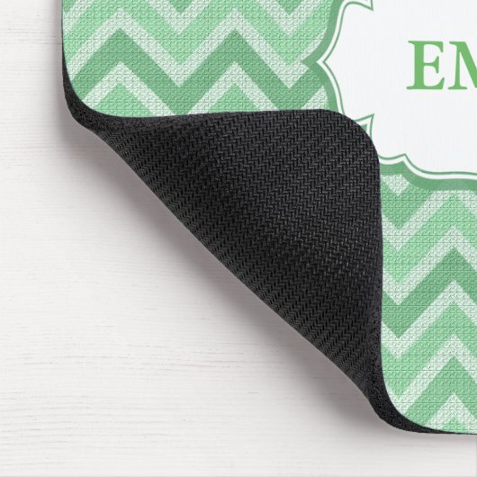 Mit Monogramm grün Zickzack Mousepad (Ecke)