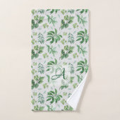 Mit Monogramm grüne Blätter Botanische Wohngestalt Badhandtuch Set (Handtuch)