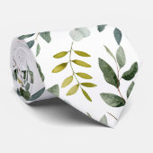 Mit Monogramm grüne Blätter Wasserfarbmuster Krawatte (Gerollt)