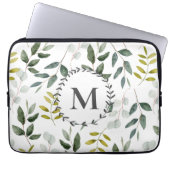 Mit Monogramm grüne Eukalyptus-tropische Blätter Laptopschutzhülle (Vorderseite)