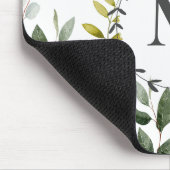 Mit Monogramm grüne Eukalyptus-tropische Blätter Mousepad (Ecke)
