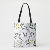 Mit Monogramm grüne Eukalyptus-tropische Blätter Tasche (Vorderseite)