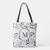 Mit Monogramm grüne Eukalyptus-tropische Blätter Tasche (Rückseite)