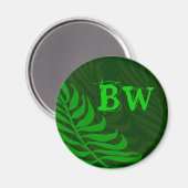 Mit Monogramm grüne Fern-Blätter Magnet (Vorderseite/Rückseite)
