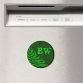 Mit Monogramm grüne Fern-Blätter Magnet (In Situ (Geschirrspüler))