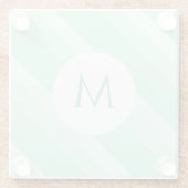 Mit Monogramm, grüne gestreifte, moderne Vorlage Glasuntersetzer (Rückseite)