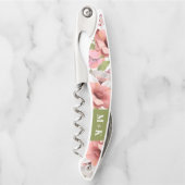 Mit Monogramm Grüne Hochzeit Boho Floral Wasserfar Kellnermesser (Vorderseite)