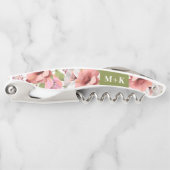 Mit Monogramm Grüne Hochzeit Boho Floral Wasserfar Kellnermesser (Vorderseite)