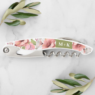 Mit Monogramm Grüne Hochzeit Boho Floral Wasserfar Kellnermesser