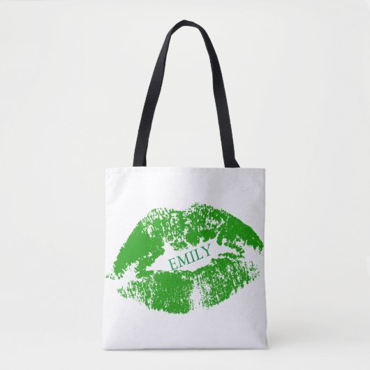 Mit Monogramm Grüne Lippen Tasche (Vorderseite)