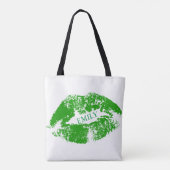 Mit Monogramm Grüne Lippen Tasche (Rückseite)
