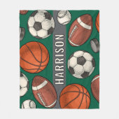 Mit Monogramm Grüne Sportarten Fleecedecke (Vorderseite)