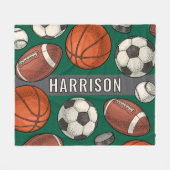 Mit Monogramm Grüne Sportarten Fleecedecke (Vorderseite (Horizontal))