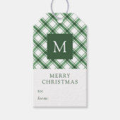 Mit Monogramm Grüne Weihnachtsgeschenke Tags Geschenkanhänger (Vorderseite)