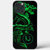 Mit Monogramm grüner asiatischer Drache Case-Mate iPhone Hülle (Rückseite)