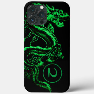 Mit Monogramm grüner asiatischer Drache Case-Mate iPhone Hülle