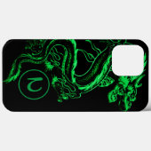 Mit Monogramm grüner asiatischer Drache Case-Mate iPhone Hülle (Rückseite (Horizontal))