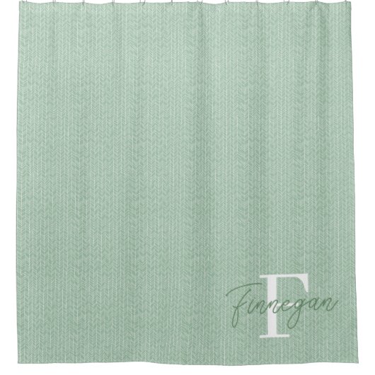 Mit Monogramm grüner Duschvorhang (Vorderseite)