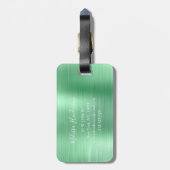 Mit Monogramm grüner Glitzer Brushed Metal Gepäckanhänger (Rückseite vertikal)