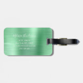 Mit Monogramm grüner Glitzer Brushed Metal Gepäckanhänger (Rückseite horizontal)